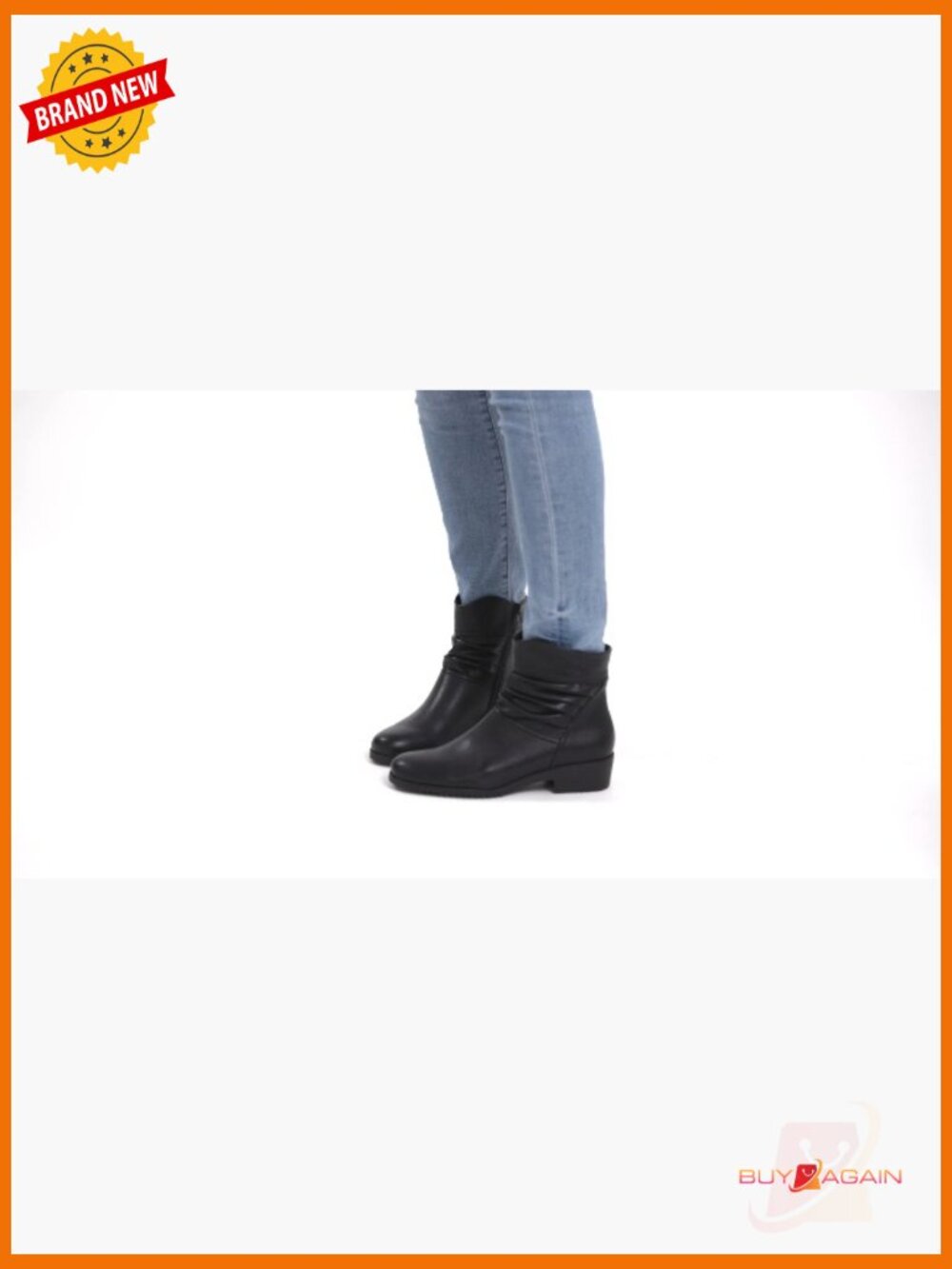 Cushioned Ankle Booties with Ruched Detail - Zip Closure - Picture 7 of 7